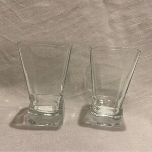 Clear whisky glasses / low ball cocktail glasses - unique square glass MCM